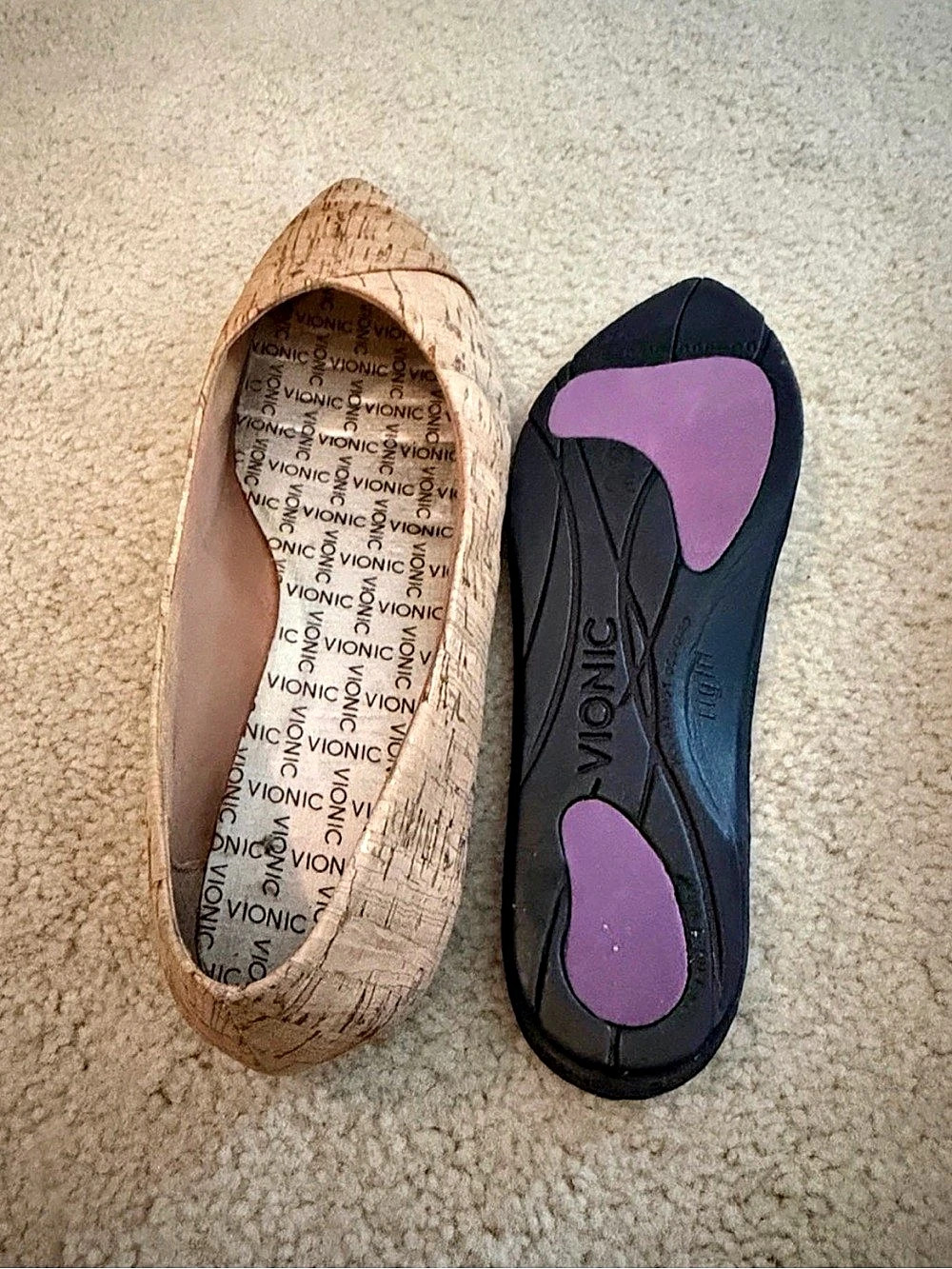 Vionic Cabello Cork Pointed Toe Flats in Brown - Picture 5 of 5